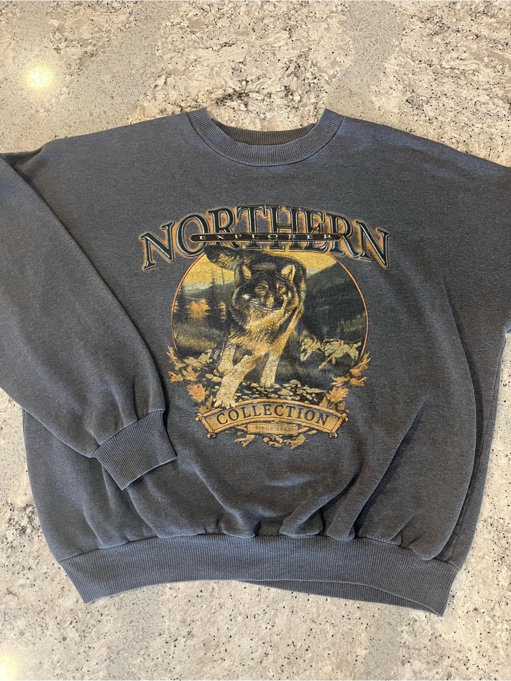 Vintage 90s Charcoal Grey Wolf Crewneck